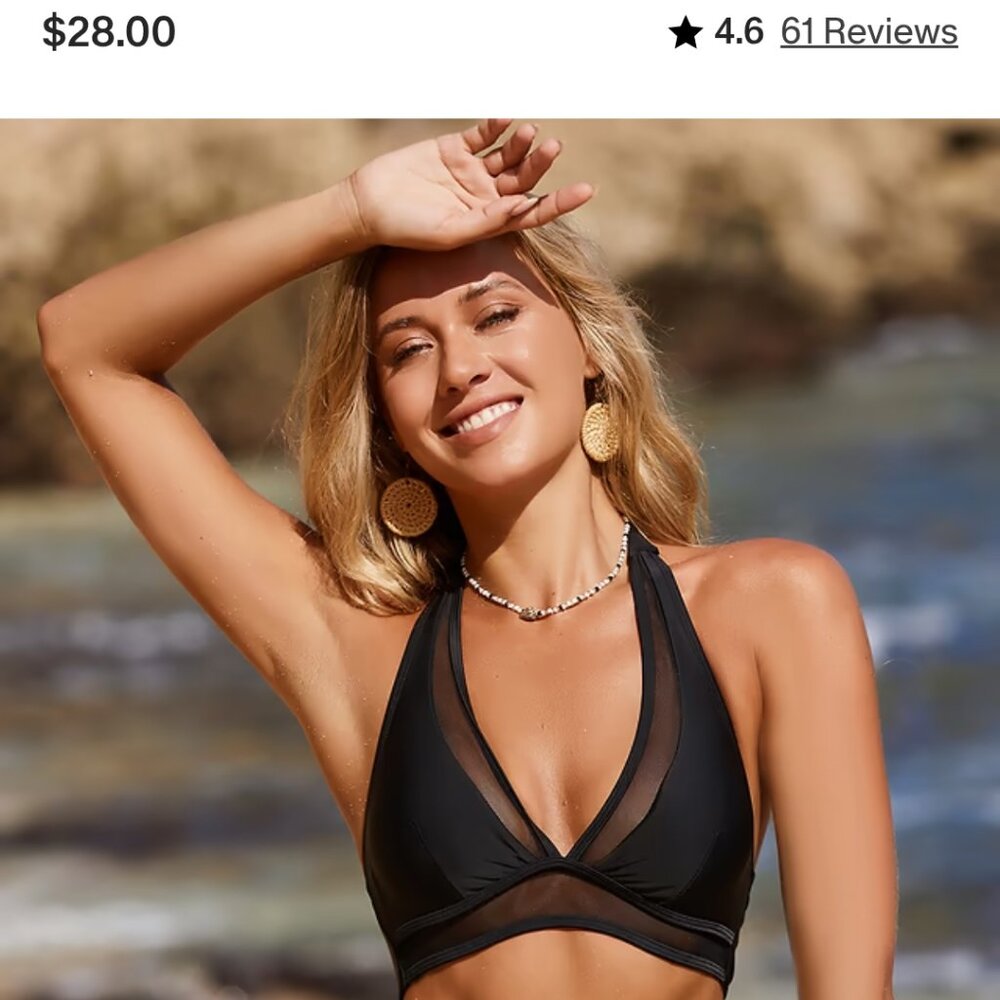 Mesh Halter Bralette & High Waist Bikini Set